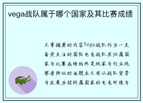 vega战队属于哪个国家及其比赛成绩